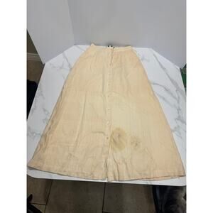 Lauren Ralph Lauren Button Front Maxi Skirt w/ Pockets 100% Linen Size 4 Stained